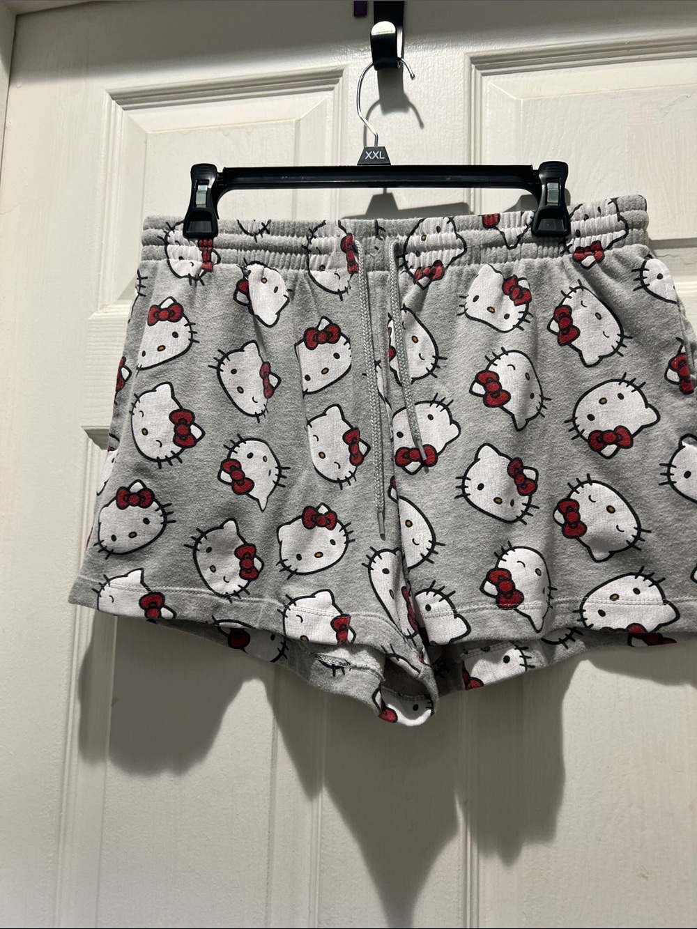 Sanrio Hello Kitty Gray Shorts with Red Bow Print